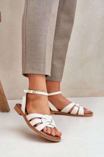 Dámske sandále Dámske so širokými podpätkami Zazoo 3688 slonovina 2