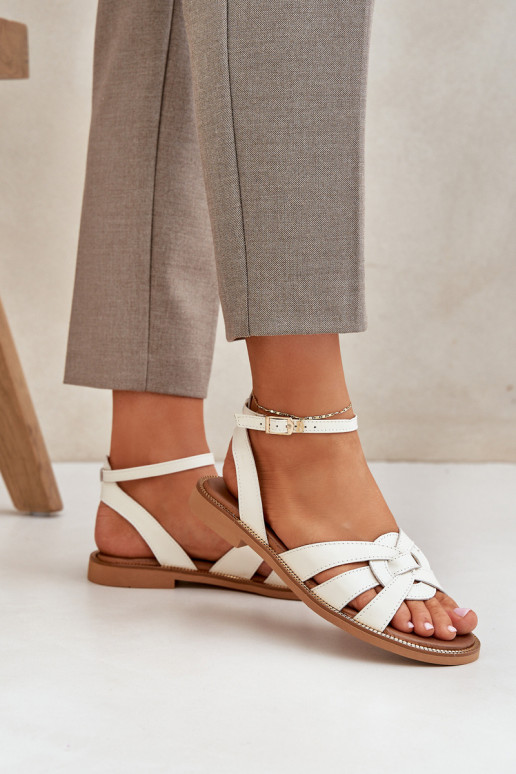 Dámske sandále Dámske so širokými podpätkami Zazoo 3688 slonovina