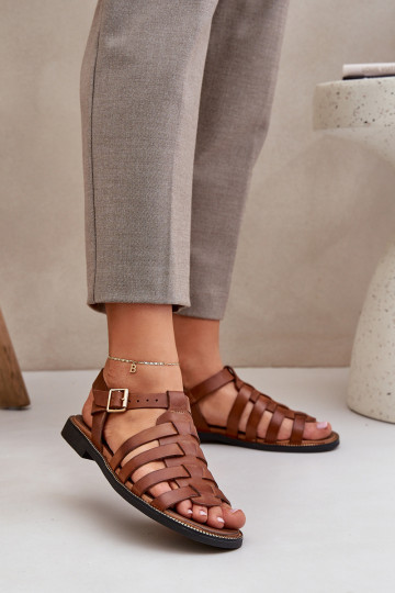 Dámske sandále so širokými podpätkami Zazoo 3686 Hnedá farba