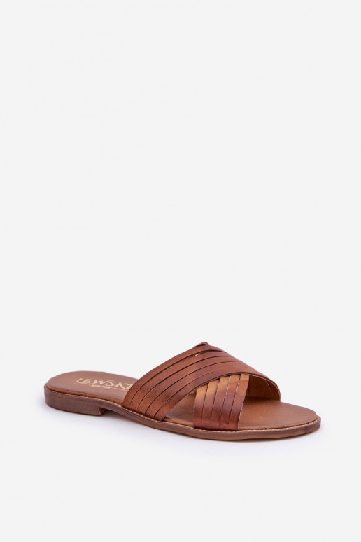 Kožené Dámske Papuče LeInski Shoes 3682 Hnedá farba