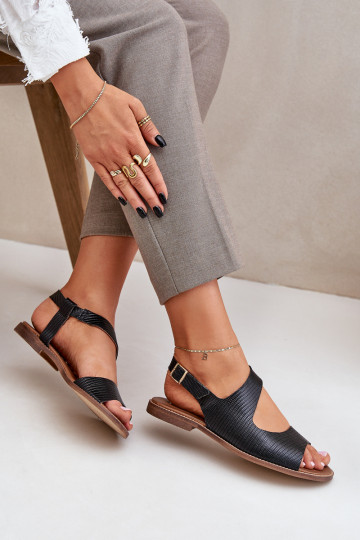 Dámske sandále s prackami S razením LeInski 3041 čierna