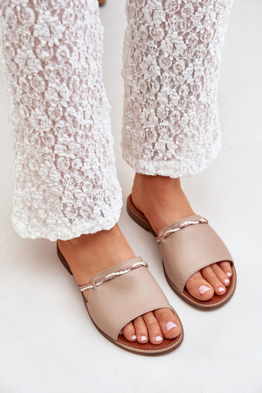 Kožené papuče LeInski Shoes 3047 béžová