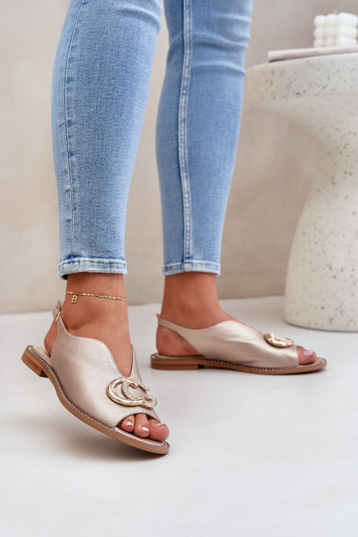 Dámske sandále so širokými podpätkami s ozdobami Laura Messi 2865 zlatej farby Dámske sandále so širokými podpätkami s ozdobami Laura Messi 2865 zlatej farby