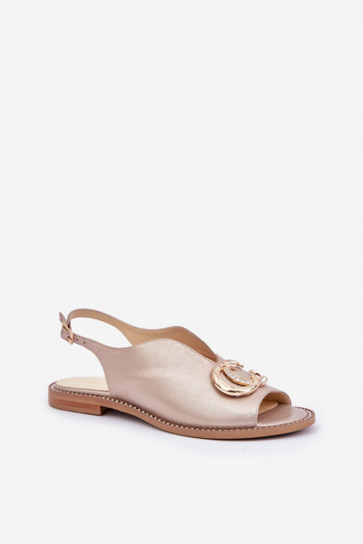 Dámske sandále so širokými podpätkami s ozdobami Laura Messi 2865 zlatej farby Dámske sandále so širokými podpätkami s ozdobami Laura Messi 2865 zlatej farby