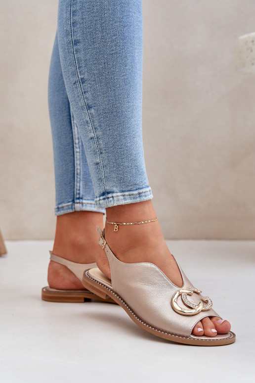 Dámske sandále so širokými podpätkami s ozdobami Laura Messi 2865 zlatej farby Dámske sandále so širokými podpätkami s ozdobami Laura Messi 2865 zlatej farby