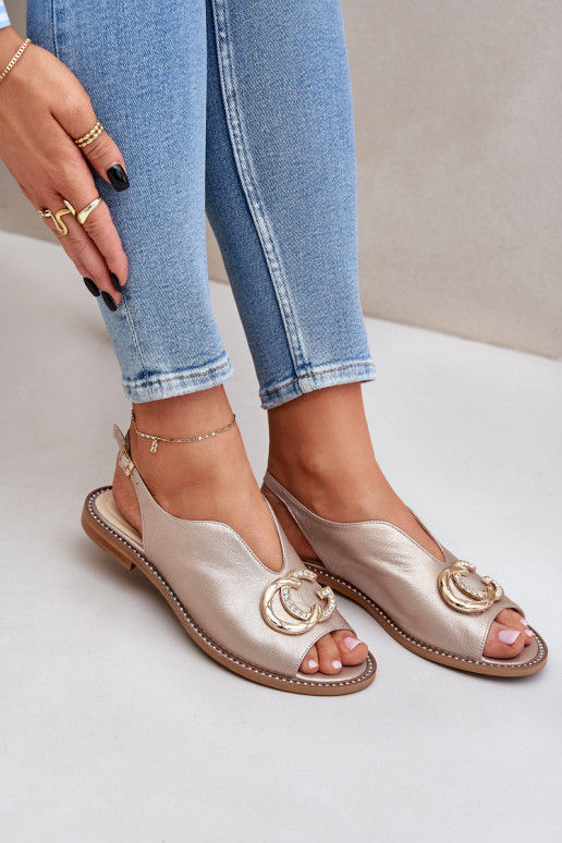 Dámske sandále so širokými podpätkami s ozdobami Laura Messi 2865 zlatej farby Dámske sandále so širokými podpätkami s ozdobami Laura Messi 2865 zlatej farby