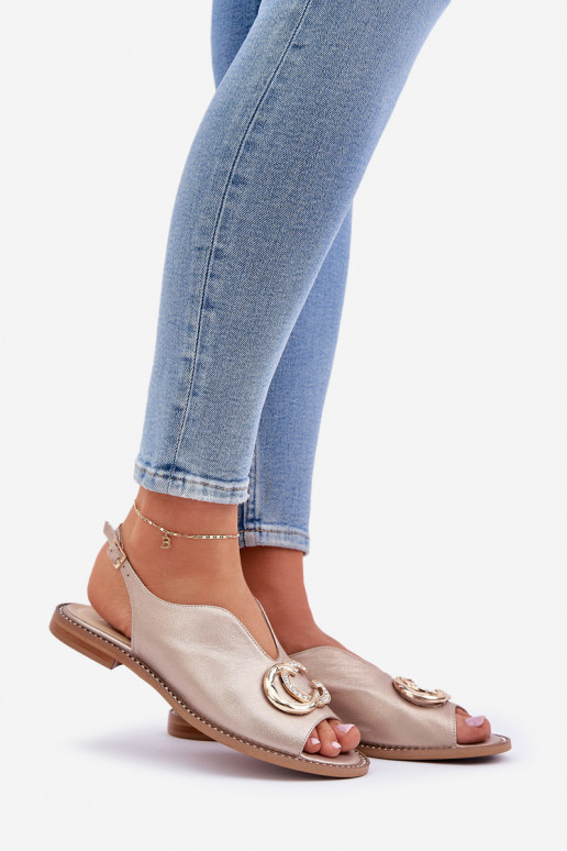 Dámske sandále so širokými podpätkami s ozdobami Laura Messi 2865 zlatej farby Dámske sandále so širokými podpätkami s ozdobami Laura Messi 2865 zlatej farby