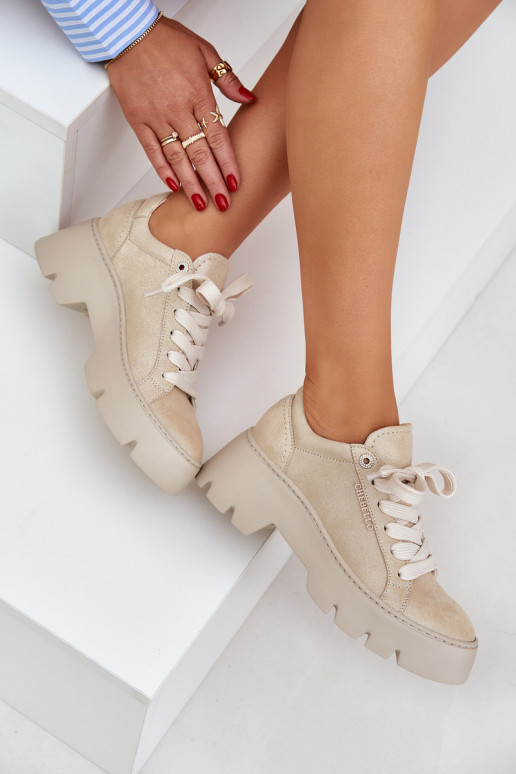 Tenisky model obuvi tenisky s platformou CheBello 4632 zlatej farby