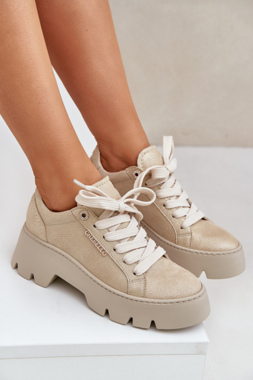 Tenisky model obuvi tenisky s platformou CheBello 4632 zlatej farby