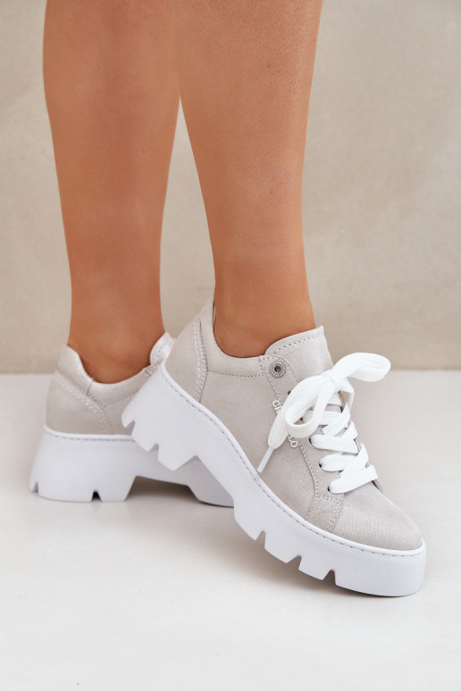 Tenisky model obuvi tenisky s platformou CheBello 4632 strieborná farba