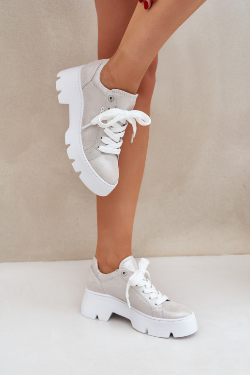 Tenisky model obuvi tenisky s platformou CheBello 4632 strieborná farba