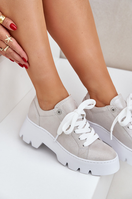 Tenisky model obuvi tenisky s platformou CheBello 4632 strieborná farba