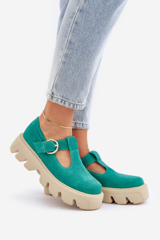 zo semišu topánky s prackami Zazoo 20183 zelená farba zo semišu topánky s prackami Zazoo 20183 zelená farba