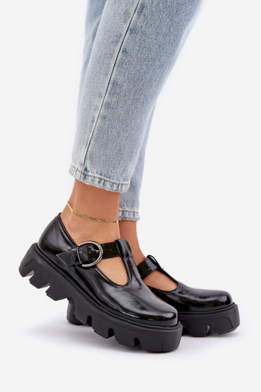 s lakovým efektom Kožené topánky s prackami Zazoo 20183 čierna s lakovým efektom Kožené topánky s prackami Zazoo 20183 čierna