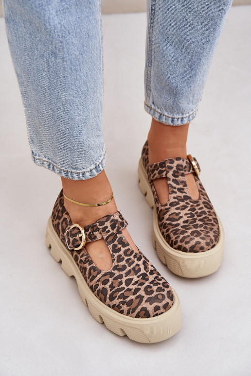 zo semišu topánky s prackami so vzormi leopardej kožušiny Zazoo 20183 Hnedá farba zo semišu topánky s prackami so vzormi leopardej kožušiny Zazoo 20183 Hnedá farba