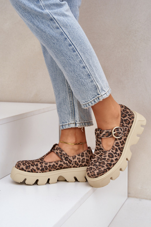 zo semišu topánky s prackami so vzormi leopardej kožušiny Zazoo 20183 Hnedá farba zo semišu topánky s prackami so vzormi leopardej kožušiny Zazoo 20183 Hnedá farba