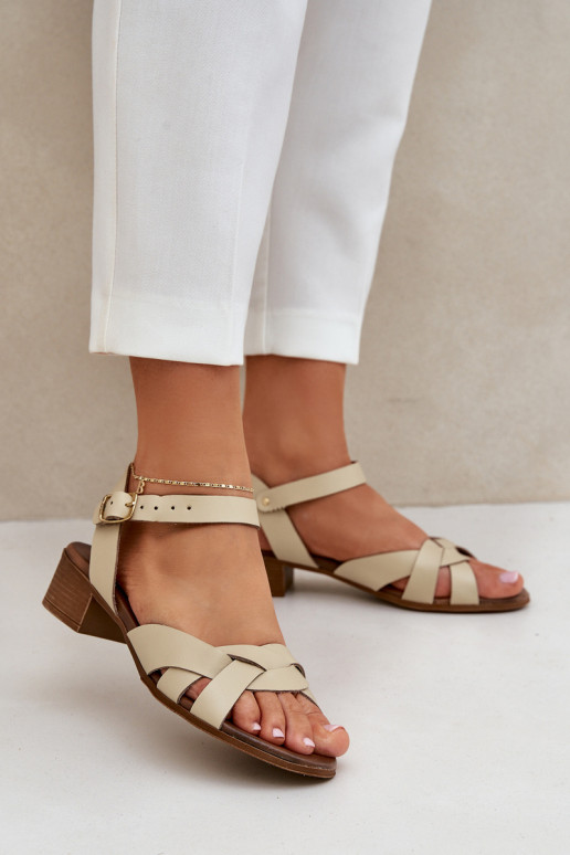 Dámske sandále Zapnuté Jemném Obcasie Zazoo 40372 slonovina Dámske sandále Zapnuté Jemném Obcasie Zazoo 40372 slonovina