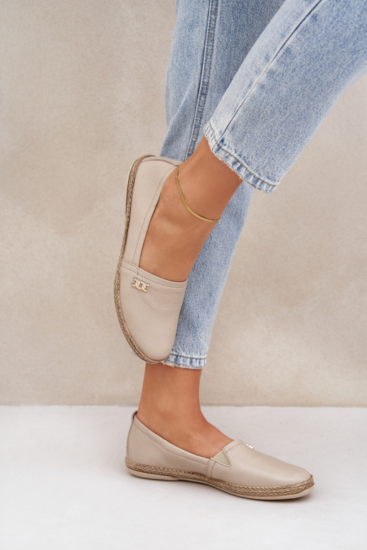 Elegantný štýl Kožené espadrilky Dámske Zazoo 10177 béžová Elegantný štýl Kožené espadrilky Dámske Zazoo 10177 béžová