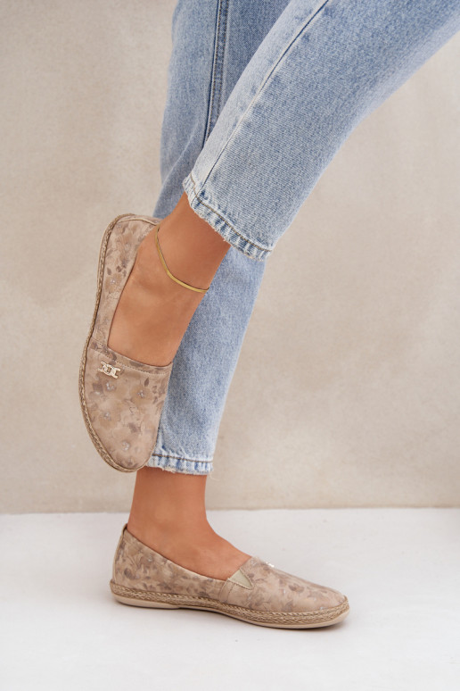 Elegantný štýl Semišové espadrilky s kvetmi Dámske Zazoo 10177 béžová Elegantný štýl Semišové espadrilky s kvetmi Dámske Zazoo 10177 béžová