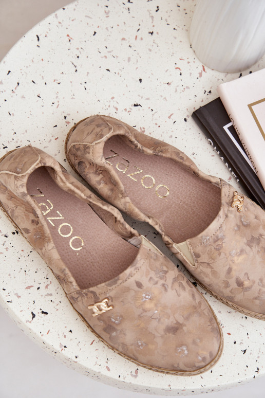 Elegantný štýl Semišové espadrilky s kvetmi Dámske Zazoo 10177 béžová Elegantný štýl Semišové espadrilky s kvetmi Dámske Zazoo 10177 béžová