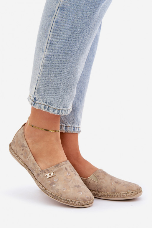 Elegantný štýl Semišové espadrilky s kvetmi Dámske Zazoo 10177 béžová Elegantný štýl Semišové espadrilky s kvetmi Dámske Zazoo 10177 béžová