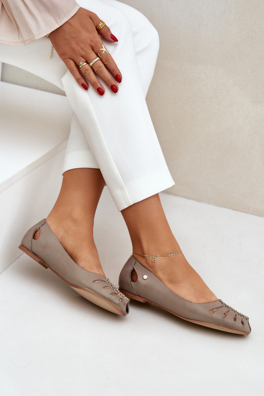 Zazoo 10009 Pohodlné balerínky z pravej kože Dámske béžová Zazoo 10009 Pohodlné balerínky z pravej kože Dámske béžová