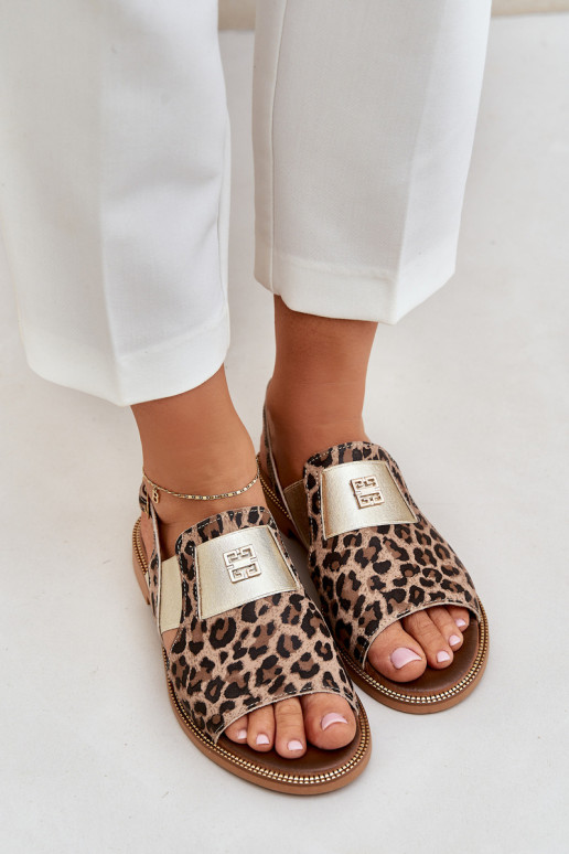 Zazoo 40385 Dámske Dámske sandále so vzormi leopardej kožušiny Hnedá farba Zazoo 40385 Dámske Dámske sandále so vzormi leopardej kožušiny Hnedá farba