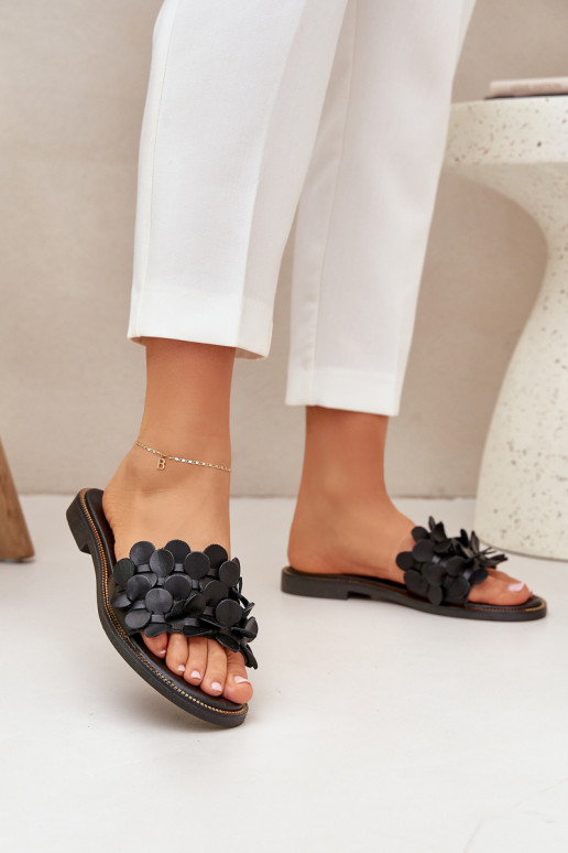 Zazoo 40381 Dámske Kožené papuče so širokými podpätkami čierna Zazoo 40381 Dámske Kožené papuče so širokými podpätkami čierna