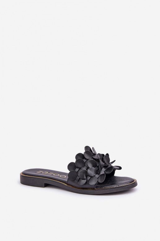 Zazoo 40381 Dámske Kožené papuče so širokými podpätkami čierna Zazoo 40381 Dámske Kožené papuče so širokými podpätkami čierna