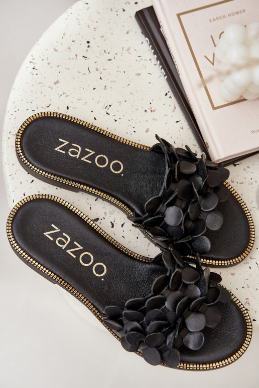 Zazoo 40381 Dámske Kožené papuče so širokými podpätkami čierna Zazoo 40381 Dámske Kožené papuče so širokými podpätkami čierna