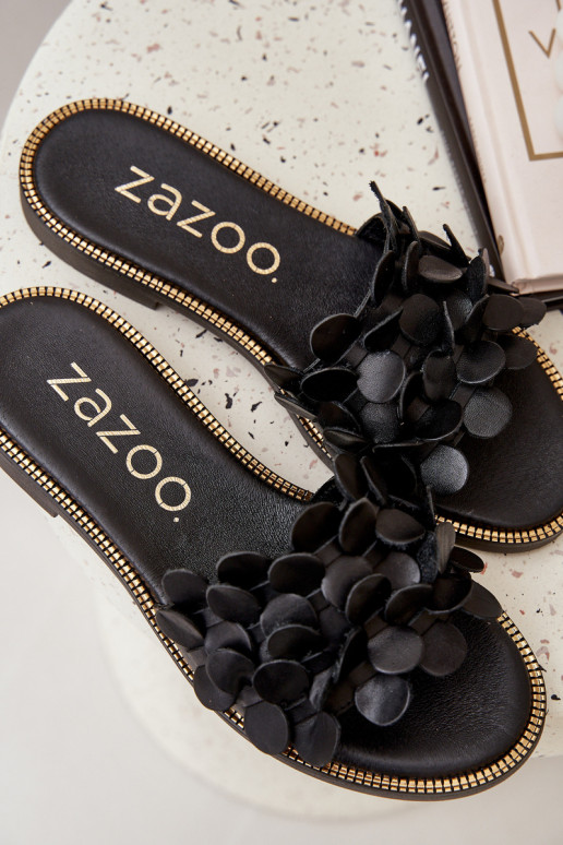 Zazoo 40381 Dámske Kožené papuče so širokými podpätkami čierna Zazoo 40381 Dámske Kožené papuče so širokými podpätkami čierna