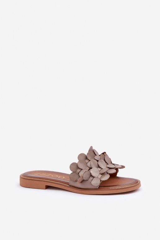 Zazoo 40381 Dámske Kožené papuče so širokými podpätkami hlinené farby Zazoo 40381 Dámske Kožené papuče so širokými podpätkami hlinené farby