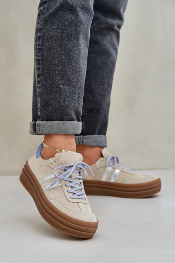 Zazoo N1068S4 Semišový model tenisiek s platformou béžová