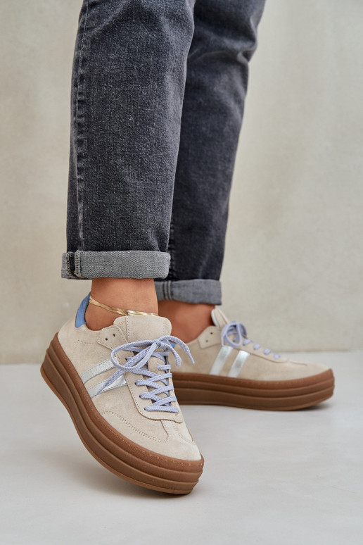 Zazoo N1068S4 Semišový model tenisiek s platformou béžová Zazoo N1068S4 Semišový model tenisiek s platformou béžová