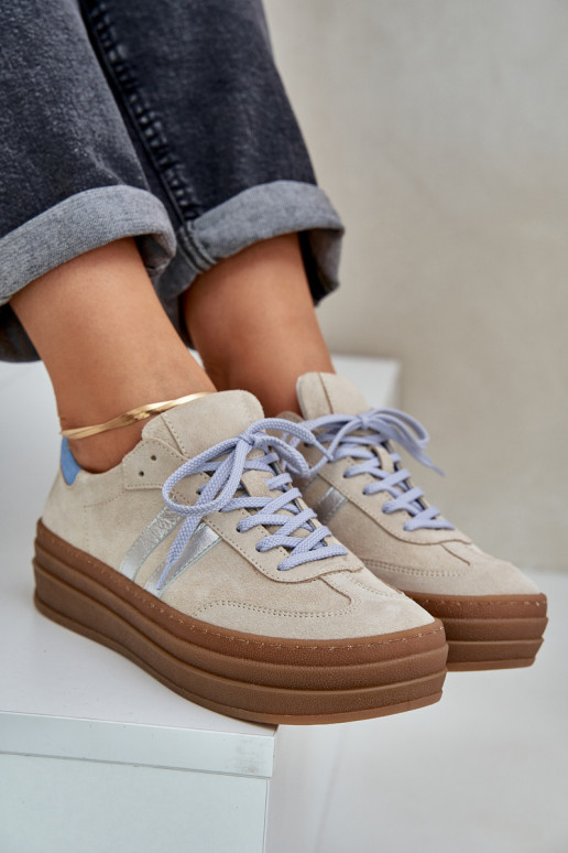 Zazoo N1068S4 Semišový model tenisiek s platformou béžová Zazoo N1068S4 Semišový model tenisiek s platformou béžová