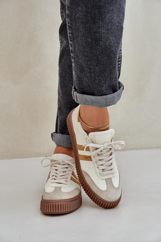 Zazoo N1068S6 Kožené Nízka Tenisky model obuvi Dámske s platformou béžová