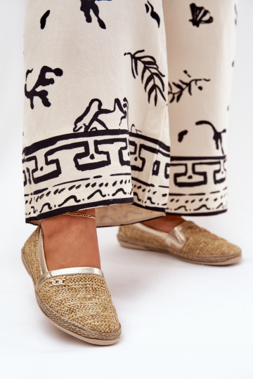 Elegantné kožené espadrilky s tkaním Zazoo 10178 pieskovo-zlaté 2