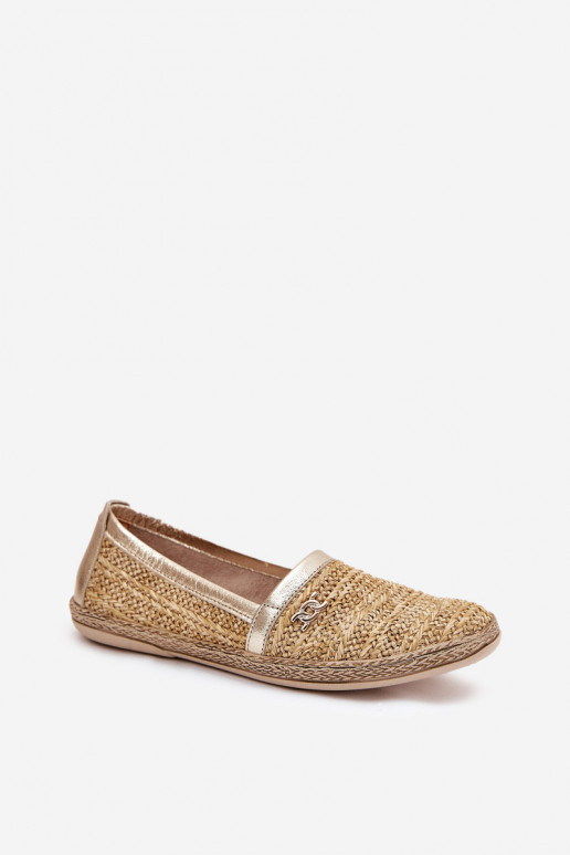 Elegantný štýl Kožené espadrilky S vrkočom Zazoo 10178 béžová-zlatej farby Elegantný štýl Kožené espadrilky S vrkočom Zazoo 10178 béžová-zlatej farby