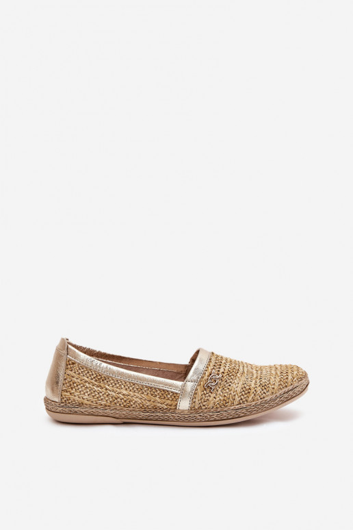 Elegantný štýl Kožené espadrilky S vrkočom Zazoo 10178 béžová-zlatej farby Elegantný štýl Kožené espadrilky S vrkočom Zazoo 10178 béžová-zlatej farby