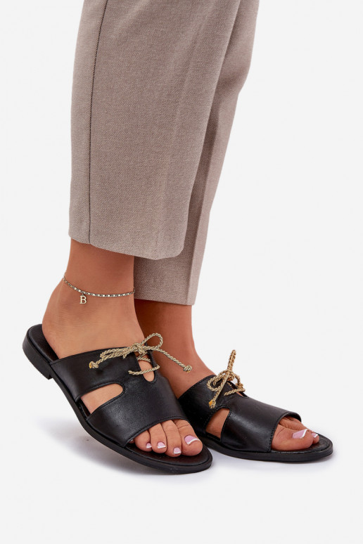 Kožené papuče Dámske so širokými podpätkami Zazoo 3022 čierna