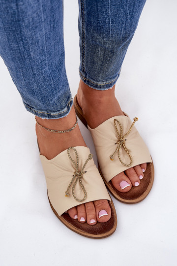 Zazoo 2659 Kožené papuče Dámske béžová 2