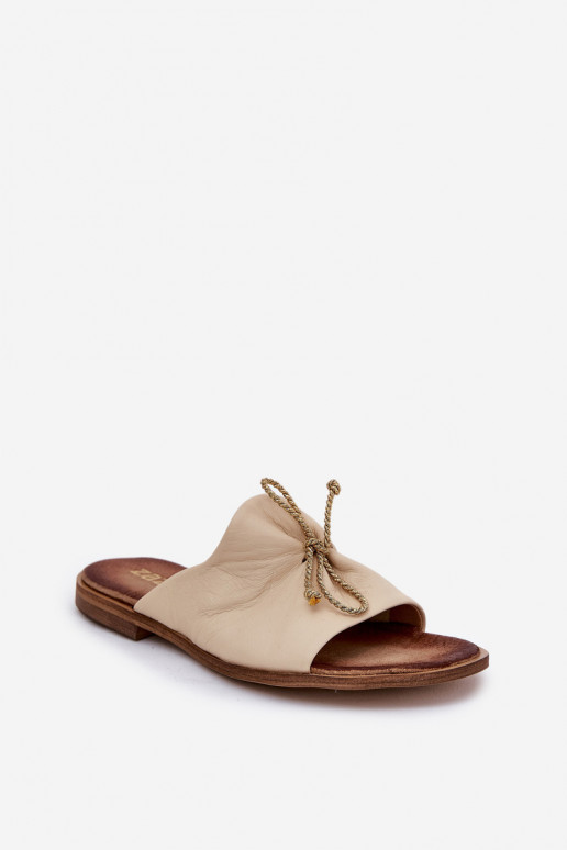 Zazoo 2659 Kožené papuče Dámske béžová