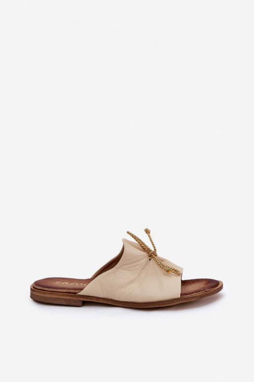 Zazoo 2659 Kožené papuče Dámske béžová