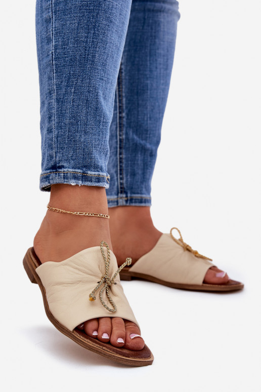 Zazoo 2659 Kožené papuče Dámske béžová