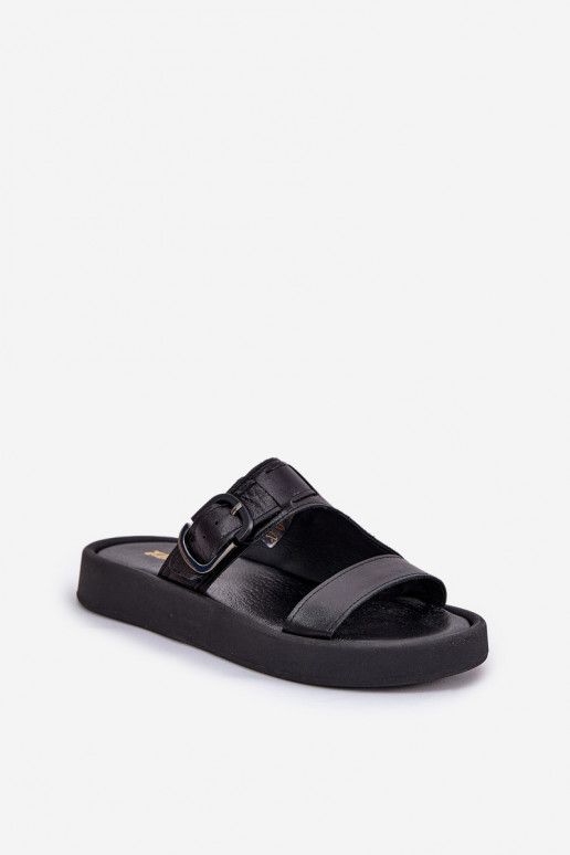 Kožené papuče Dámske s platformou Zazoo 3024 čierna Kožené papuče Dámske s platformou Zazoo 3024 čierna