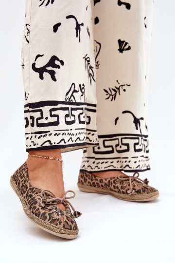 Zazoo 10179 kožené ploché baleríny s leopardím vzorom hnedej farby
