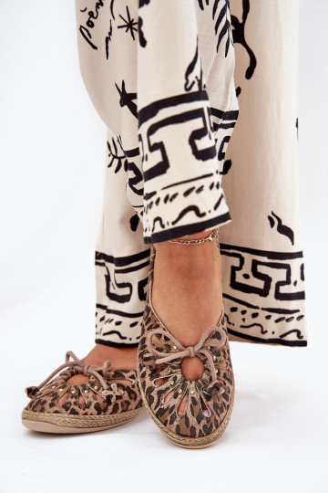 rovná sa BalerínkyZapnutéturalnej Skóry so vzormi leopardej kožušiny Zazoo 10179 Hnedá farba 2