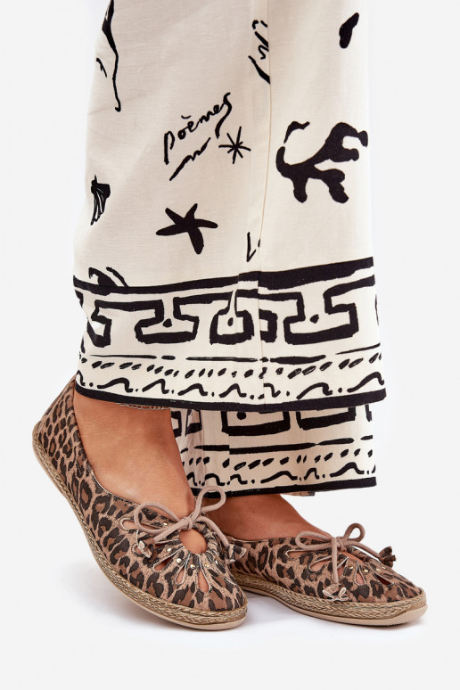 rovná sa BalerínkyZapnutéturalnej Skóry so vzormi leopardej kožušiny Zazoo 10179 Hnedá farba