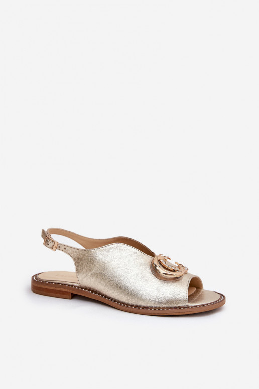 Dámske sandále so širokými podpätkami s ozdobami Laura Messi 2865 zlatej farby Dámske sandále so širokými podpätkami s ozdobami Laura Messi 2865 zlatej farby