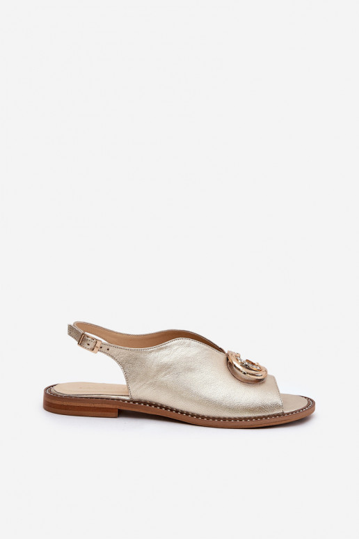 Dámske sandále so širokými podpätkami s ozdobami Laura Messi 2865 zlatej farby Dámske sandále so širokými podpätkami s ozdobami Laura Messi 2865 zlatej farby